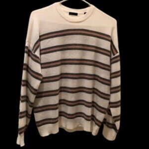 SOLDAnthony Thomas Melillo 100% Cashmere Sweater Women S Cream Striped Crew Neck